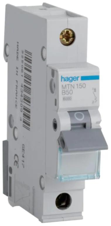 Hager MTN150 MCB SP Type B 50A 6kA