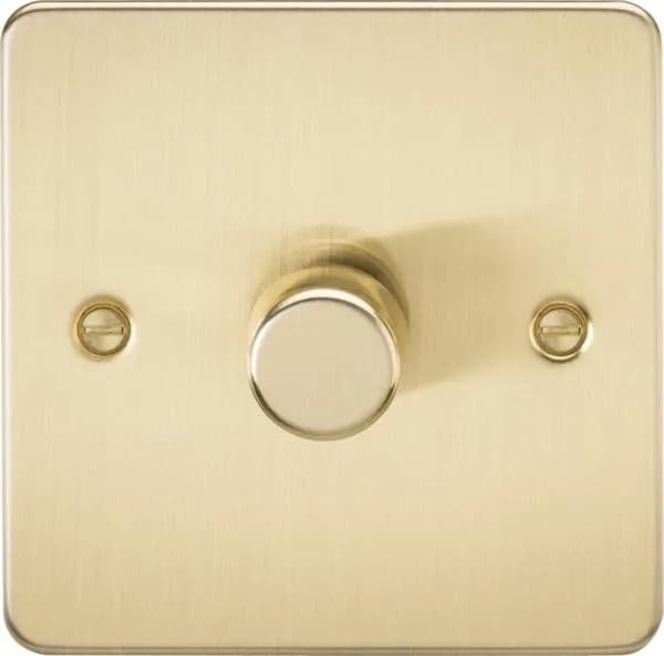 Flat Plate 1G 2 way 10-200W (5-150W LED) trailing edge dimmer – Brushed Brass (Brushed Brass)
