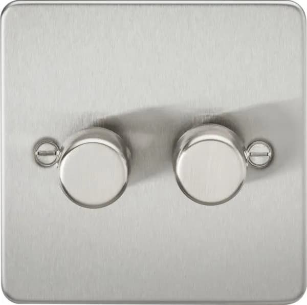 Flat Plate 2G 2 way 10-200W (5-150W LED) trailing edge dimmer – Brushed Chrome (Brushed Chrome)