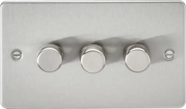Flat Plate 3G 2 way 10-200W (5-150W LED) trailing edge dimmer – Brushed Chrome (Brushed Chrome)
