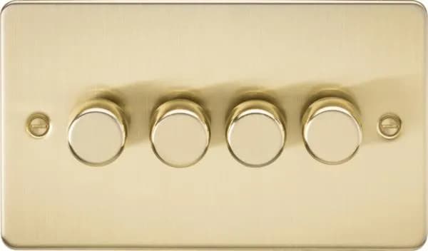 Flat Plate 4G 2 way 10-200W (5-150W LED) trailing edge dimmer – Brushed Brass (Brushed Brass)