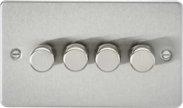 Flat Plate 4G 2 way 10-200W (5-150W LED) trailing edge dimmer – Brushed Chrome (Brushed Chrome)
