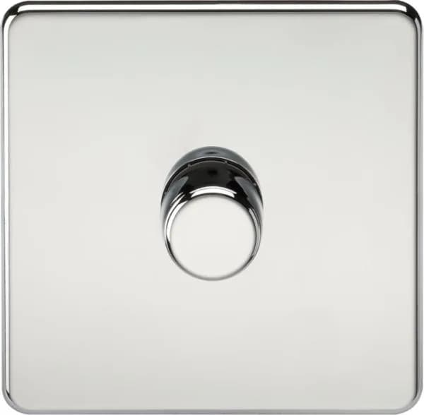 Screwless 1G 2-way 10-200W (5-150W LED) trailing edge dimmer – Polished Chrome (Polished Chrome)