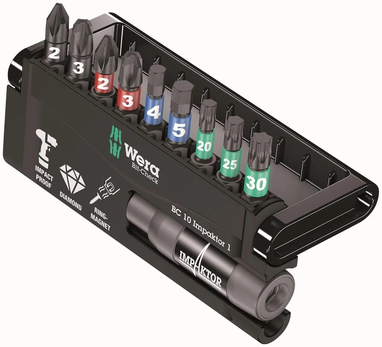 Wera Bit-Check 10 Piece Impaktor 1 TriTorsion Long Life Bit Set