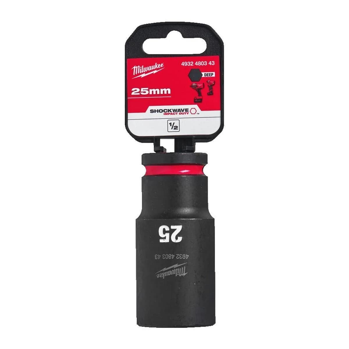 Milwaukee 4932480343 SHOCKWAVE Deep 1/2" 25mm Impact Duty Hexagon Socket