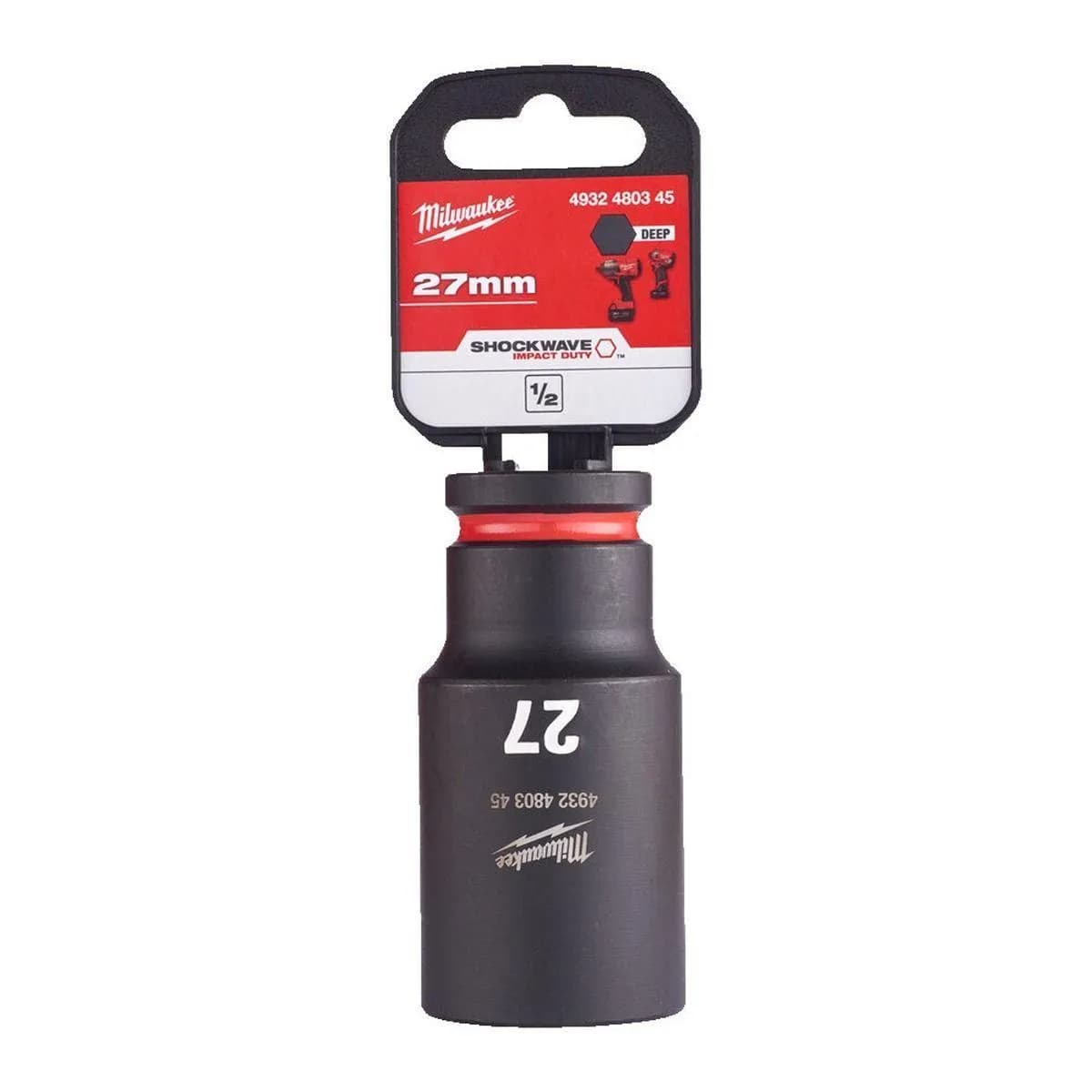 Milwaukee 4932480345 SHOCKWAVE Deep 1/2" 27mm Impact Duty Hexagon Socket