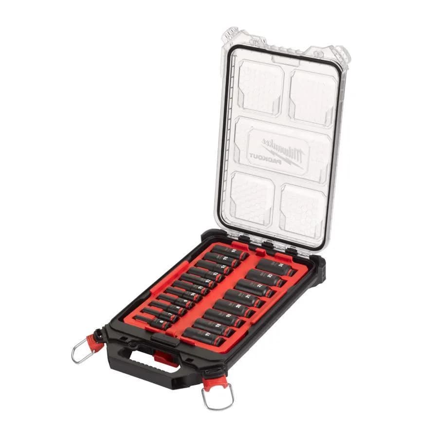 Milwaukee 4932480946 Shockwave 3/8" Deep Impact Socket Packout 19 Piece Set