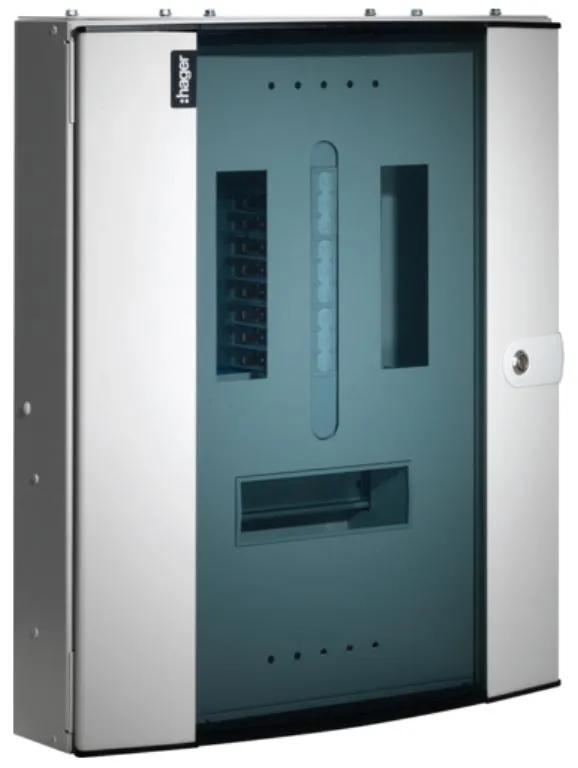 Hager JK106BG Distribution Board 6 Way TPN 125A Glazed Door