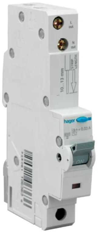 Hager ADA156U RCBO SP A C 6A 30mA 6kA