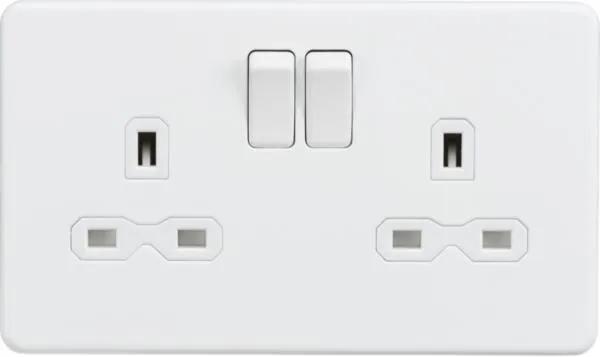 2 Gang socket Matt white (White)