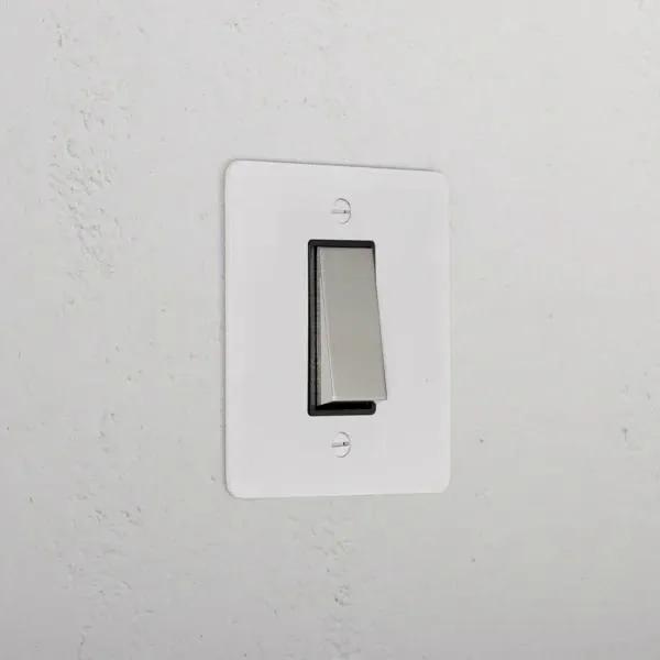 Corston 1G Two Way Rocker Slimline Switch (Paintable Polished Nickel Black)