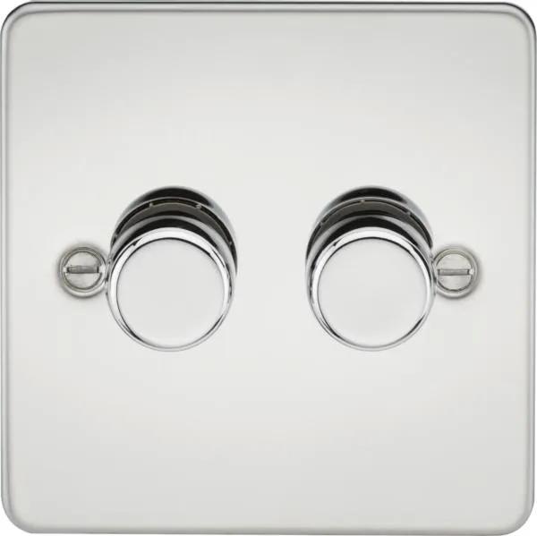 Flat Plate 2G 2 way 10-200W (5-150W LED) trailing edge dimmer -Polished Chrome (Polished Chrome)