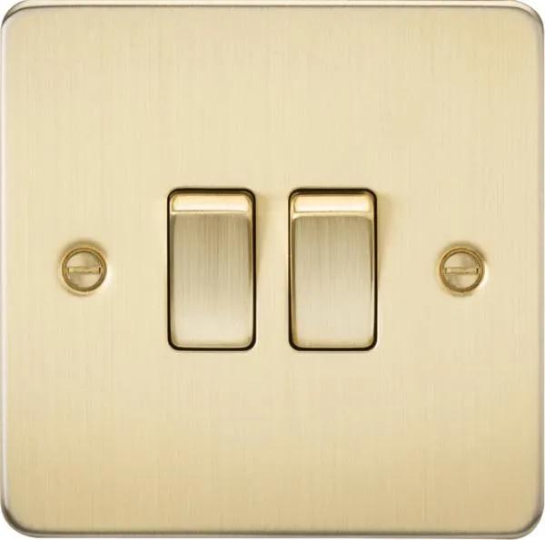Flat Plate 10AX 2G 2-way switch – brushed brass (Brushed Brass)
