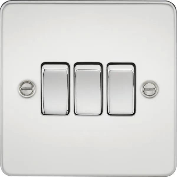 Flat Plate 10AX 3G 2-way switch – polished chrome (Polished Chrome)