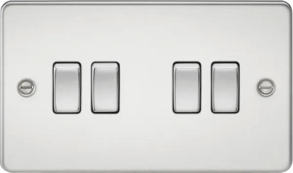 Flat plate 10AX 4G 2-way switch – polished chrome (Polished Chrome)