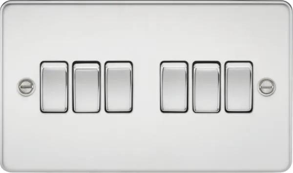 Flat Plate 10AX 6G 2-way switch – polished chrome (Polished Chrome)