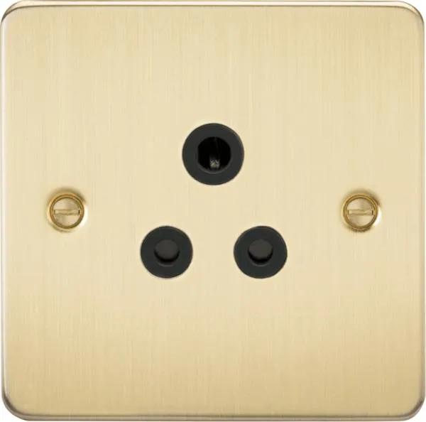 Flat Plate 5A unswitched socket – brushed brass with black insert (Brushed Black Brass)