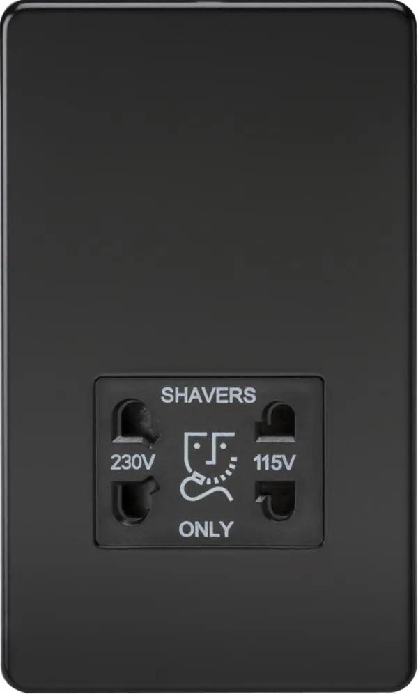 Screwless 115V/230V Dual Voltage Shaver Socket – Matt Black