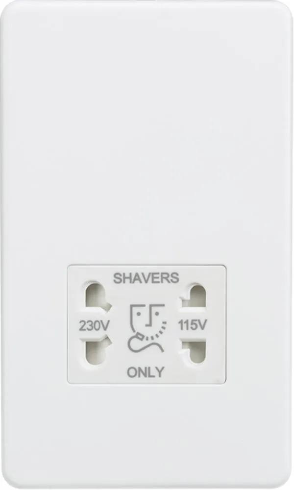 Screwless 115/230V Dual Voltage Shaver Socket – Matt White