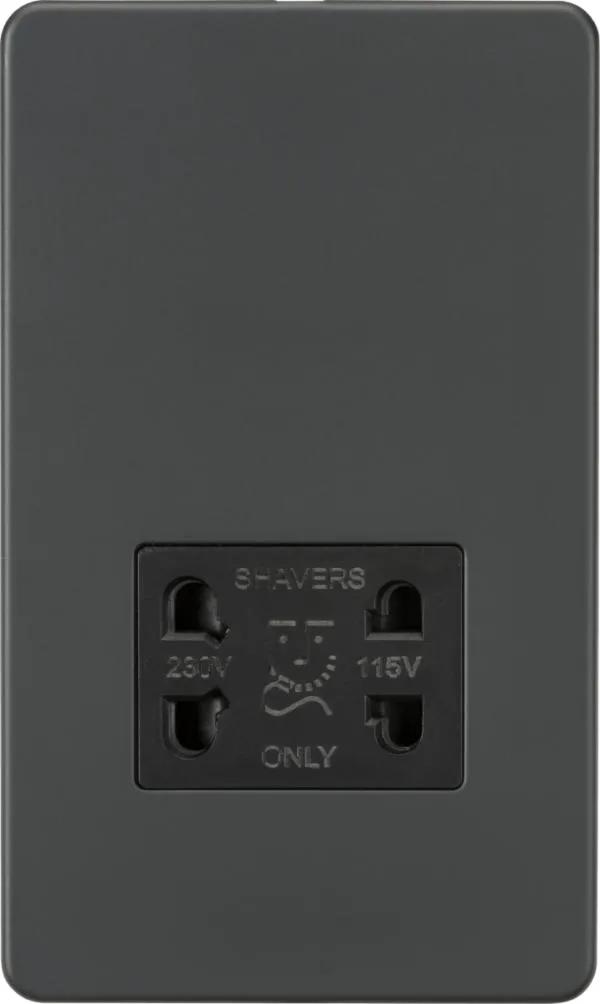 Screwless 115V/230V Dual Voltage Shaver Socket – Anthracite