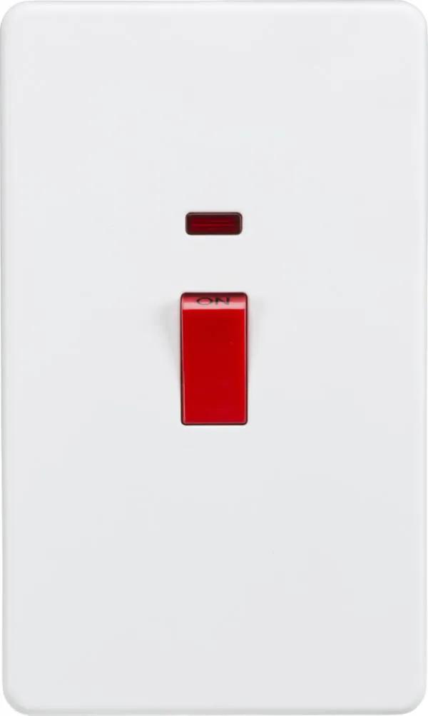 Screwless 45A 2G DP Switch with Neon – Matt White