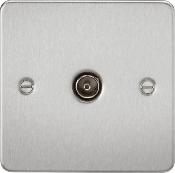 Flat Plate 1G TV Outlet (non-isolated) – Brushed Chrome (Brushed Chrome)