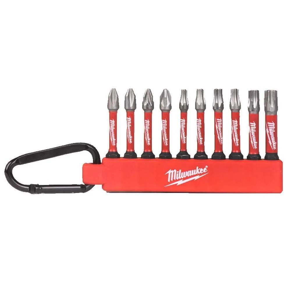 Milwaukee 4932492939 Shockwave Carabiner Screwdriver Bit 10 Piece Set