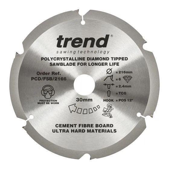 Trend PCD/FSB/2166 Fibreboard PCD Saw Blade 216mm x 6T x 30mm
